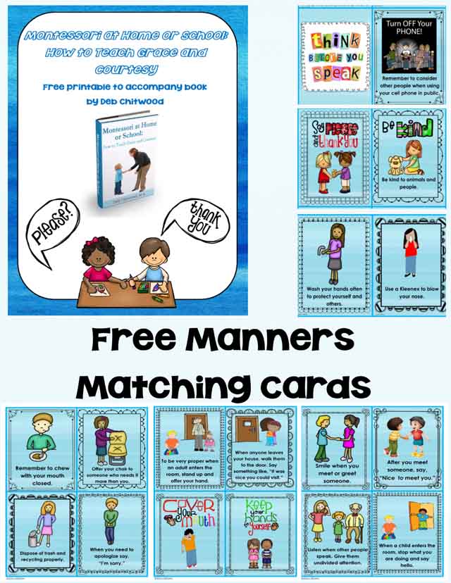 Montessori Monday - Free Grace and Courtesy Printable {Manners Matching Cards}