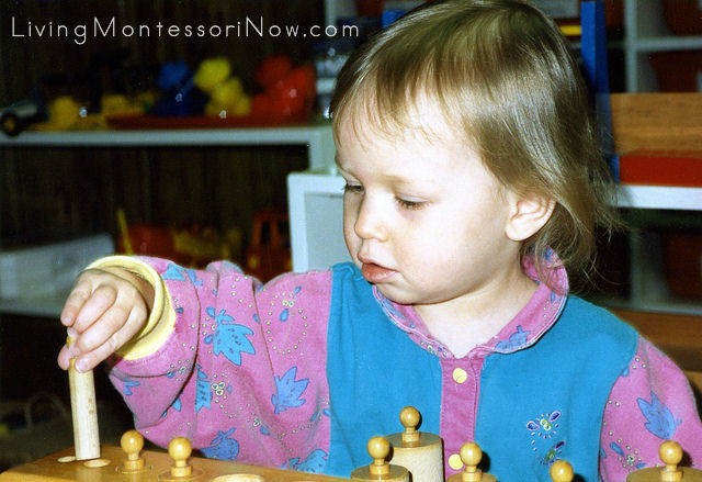 Christina at age 1½ working with a cylinder block, 1992.