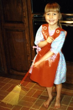 Child-sized materials made cleaning fun for my daughter, Christina, as a preschooler.