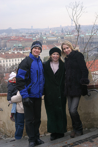 Will, 20, Deb, and Christina, 15, in Prague during one of our unforgettable experiences from figure skating while in the Czech Republic for Will's Junior Grand Prix Final, November 2005.