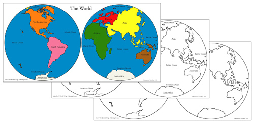 World Hemispheres - Maps and Masters from Montessori Print Shop