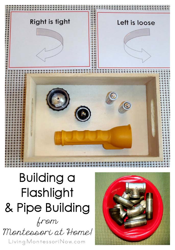 Building a Flashlight and Pipe Building from Montessori at Home!