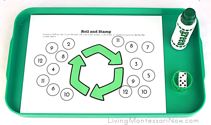 Roll and Stamp Recycling Addition Activity