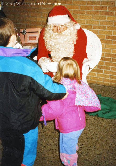 Will (7½) and Christina (2½) visiting with Santa, 1992