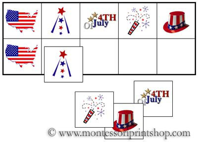 4th of July Match-Up and Memory Game (Image from Montessori Print Shop)
