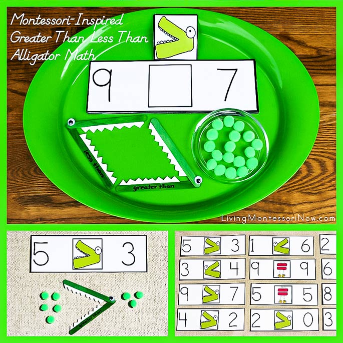 Montessori-Inspired Greater Than Less Than Alligator Math