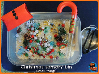 Christmas Sensory Bin (Photo from Glittering Muffins)