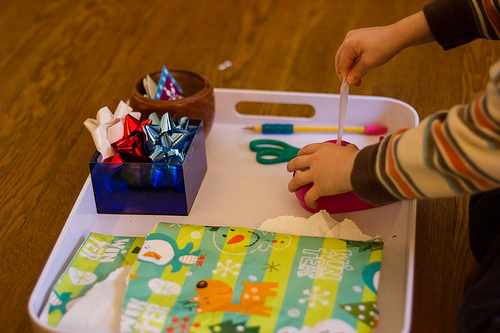 Present Wrapping (Photo from Montessori Mischief)
