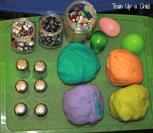 Playdough Easter Eggs (Photo from Train Up a Child)