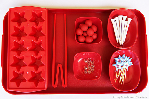 Patriotic Golf Tee Practical Life and Math Tray