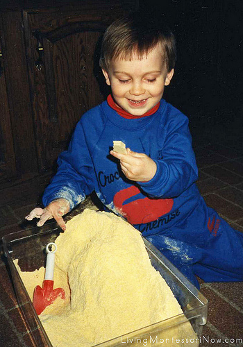 Will at age 3 with an "Antique" Excavation Sensory Tub, 1988