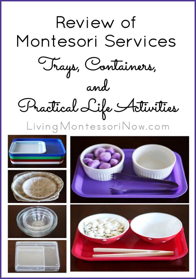 Review of Montessori Services Trays, Containers, and Practical Life Activities