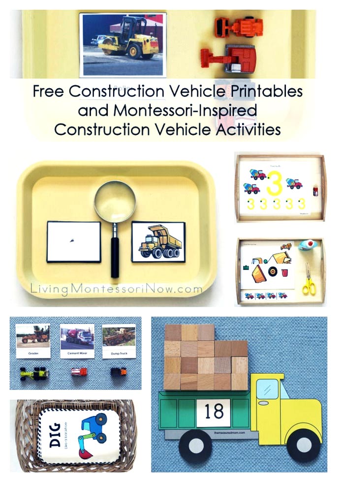 Free Construction Vehicle Printables and Montessori-Inspired Construction Vehicle Activities