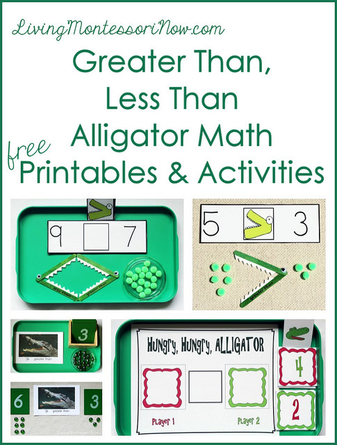 Greater Than, Less Than Alligator Math Free Printables and Activities