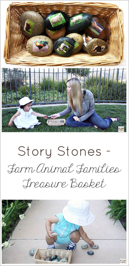 Story Stones - Farm Animal Families Treasure Basket