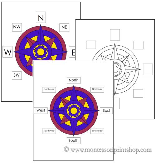 Free Compass Rose Materials (Image from Montessori Print Shop)