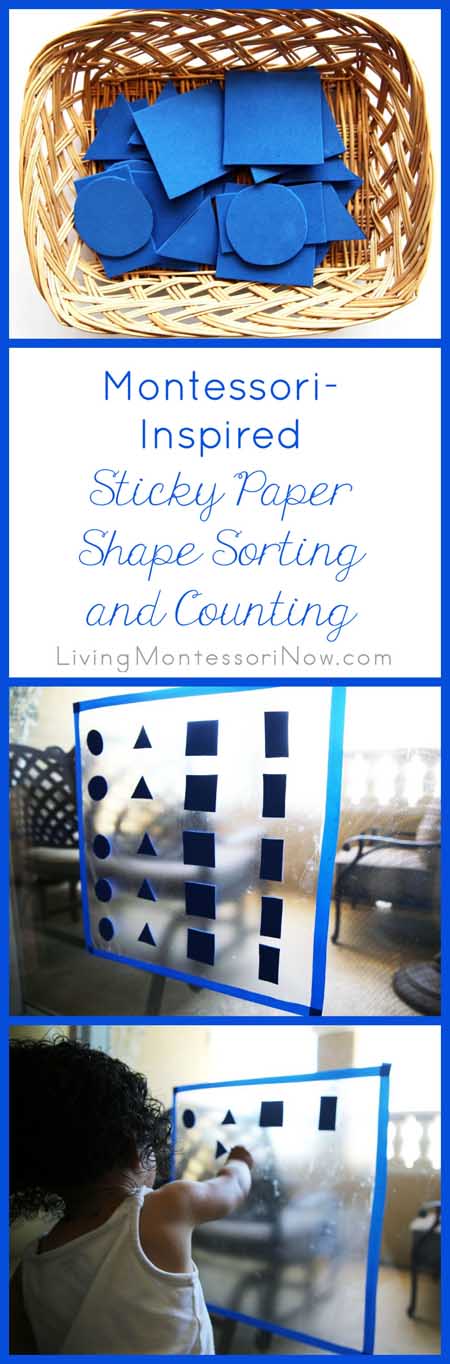 Montessori-Inspired Sticky Paper Shape Sorting and Counting