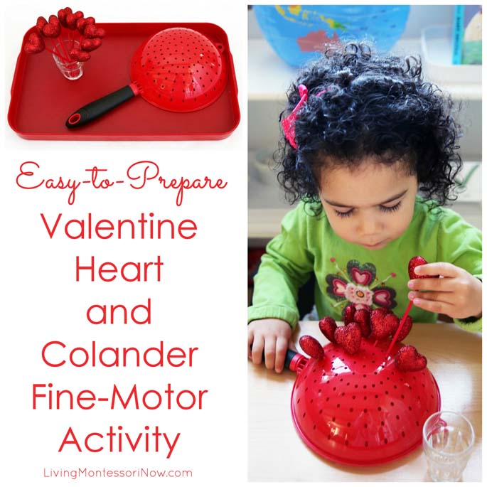 Easy-to-Prepare Valentine Heart and Colander Practical Life Activity