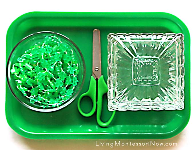 St. Patrick's Day Cutting Activity with Strings of Beads