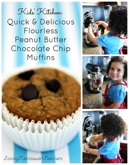 Kids' Kitchen: Quick and Delicious Flourless Peanut Butter Chocolate Chip Muffins