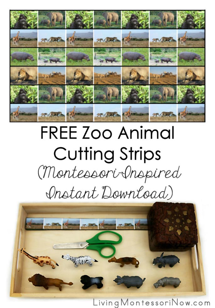 FREE Zoo Animal Cutting Strips (Montessori-Inspired Instant Download)