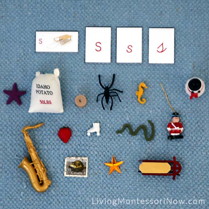 Letter Cards and Language Objects from Letter S Alphabet-Box Drawer