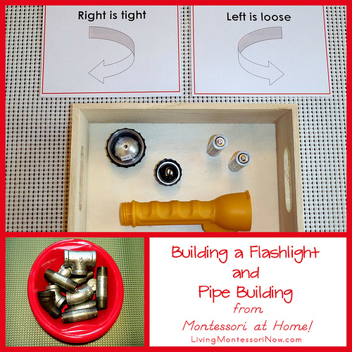 Building a Flashlight and Pipe Building from Montessori at Home