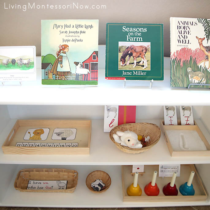 Montessori Shelves with a Lamb Theme