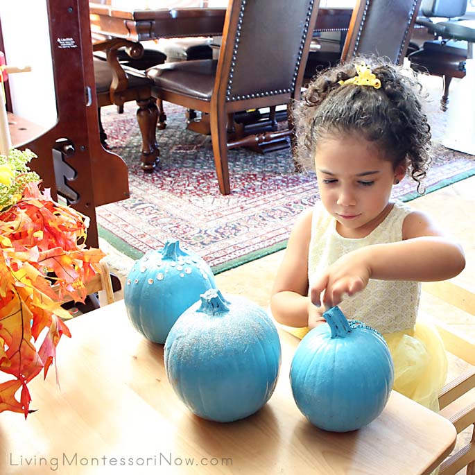 Decorating Pumpkins for Our Teal Pumpkin Project