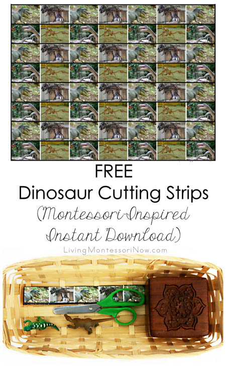 Free Dinosaur Cutting Strips (Montessori-Inspired Instant Download)