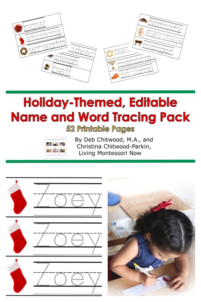 Holiday-Themed, Editable Name and Word Tracing Pack