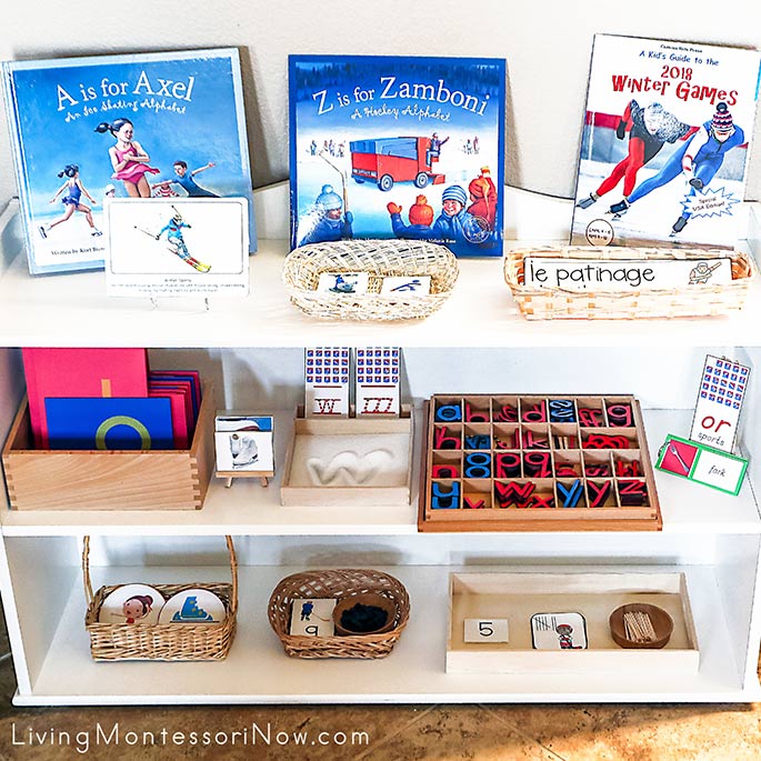 Montessori Shelves with Winter Sports Themed Activities Montessori Shelves with Winter Sports Themed Activities