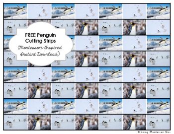Free Penguin Cutting Strips (Montessori-Inspired Instant Download)