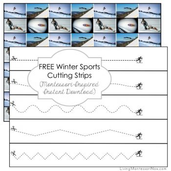 Free Winter Sports Cutting Strips (Montessori-Inspired Instant Download)