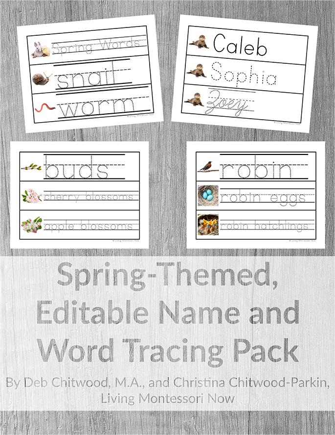 Spring-Themed, Editable Name and Word Tracing Pack
