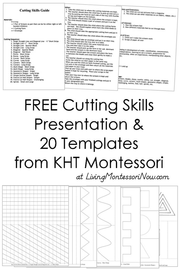 Free Cutting Skills Presentation and 20 Templates from KHT Montessori