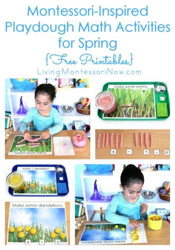 Montessori-Inspired Playdough Math Activities for Spring {Free Printables}