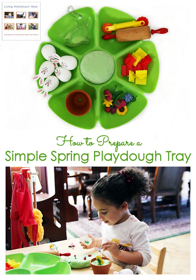 How to Prepare a Simple Spring Playdough Tray