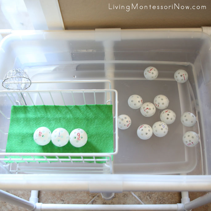 Indoor DIY Phonics Water Table with Golf Ball Movable Alphabet