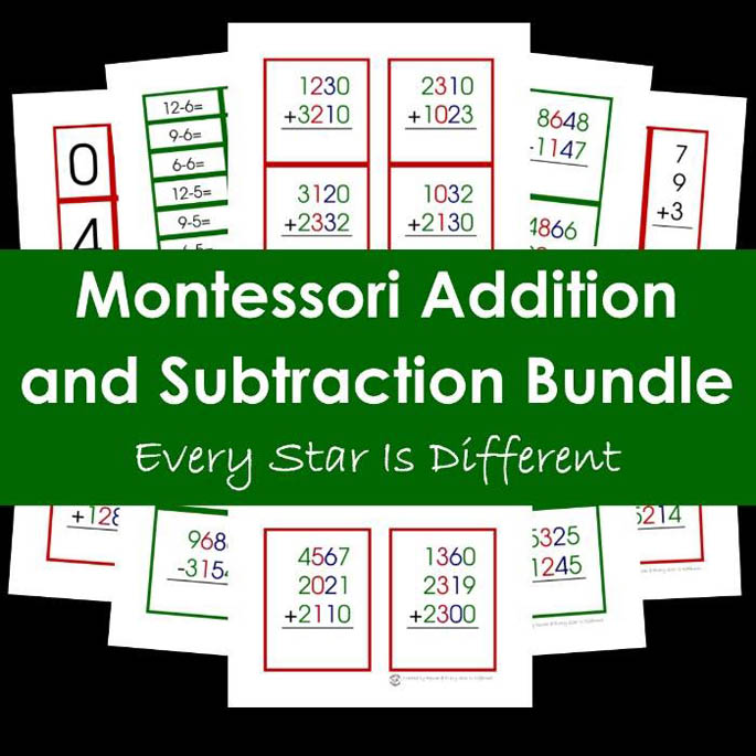 Montessori Addition and Subtraction Printable Pack Bundle
