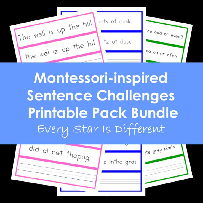 Montessori-Inspired Sentence Challenges Printable Pack Bundle