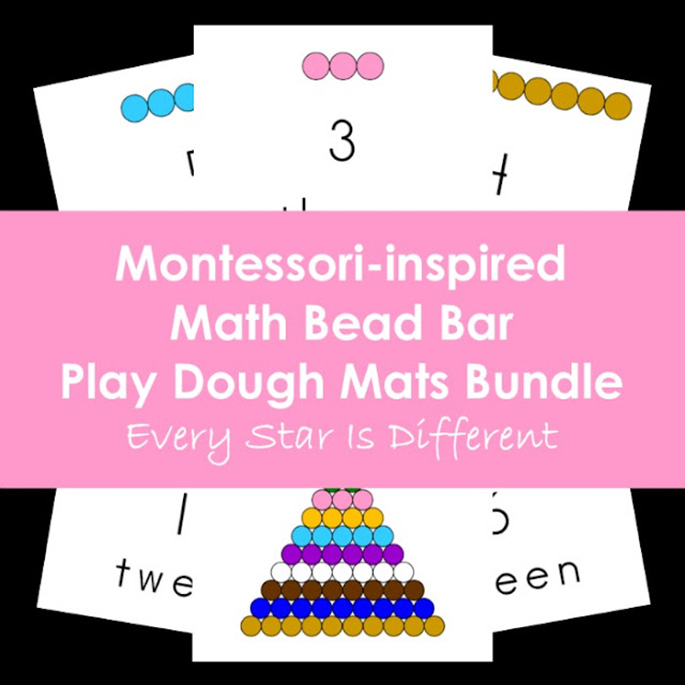 Montessori-Inspired Math Bead Bar Play Dough Mats Bundle