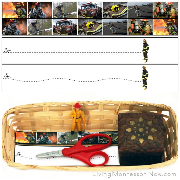 Firefighter Cutting Strips with Basket and Safari Ltd Firefighter
