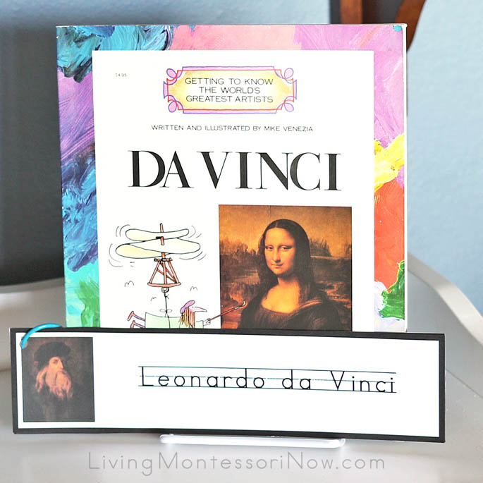 Leonardo da Vinci Book with Artist Name Writing and Tracing Cards