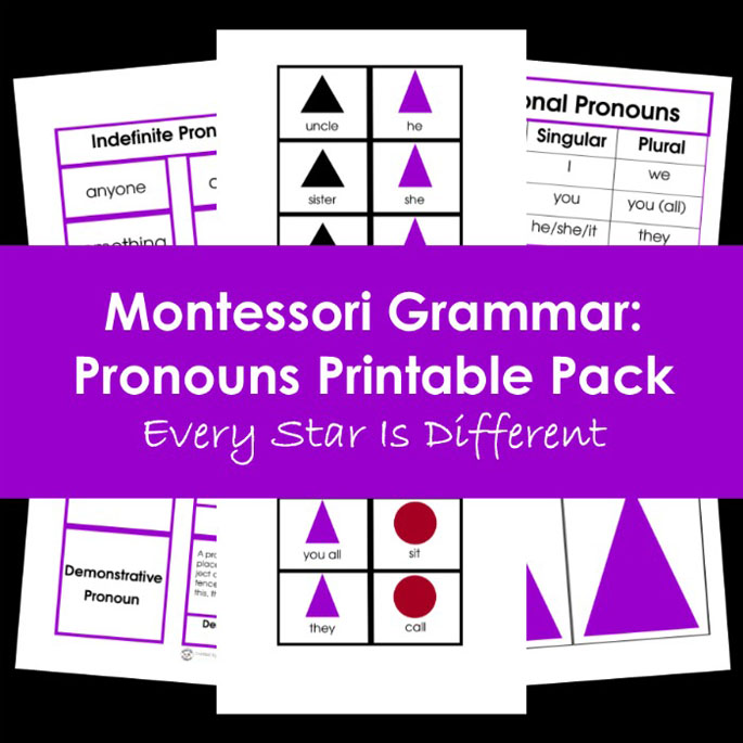 Montessori Grammar: Pronouns Printable Pack from Every Star Is Different