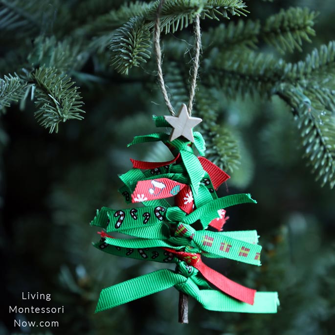 Scrap Ribbon Christmas Tree Ornament