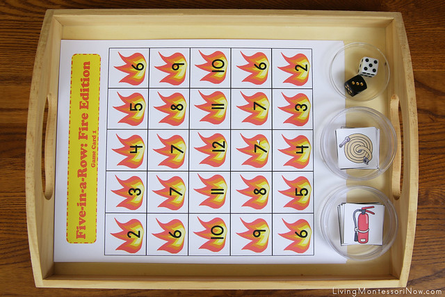 Five-in-a-Row Fire Edition Addition Game