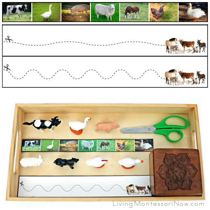 Farm Cutting Strips with Tray and Safari Ltd Farm Figures