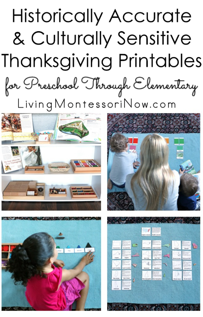 Historically Accurate and Culturally Sensitive Montessori Thanksgiving Printables for Preschool Through Elementary