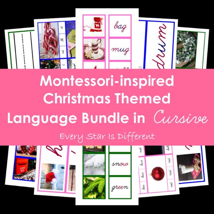 Montessori-Inspired Christmas Themed Language Bundle in Cursive from Every Star Is Different